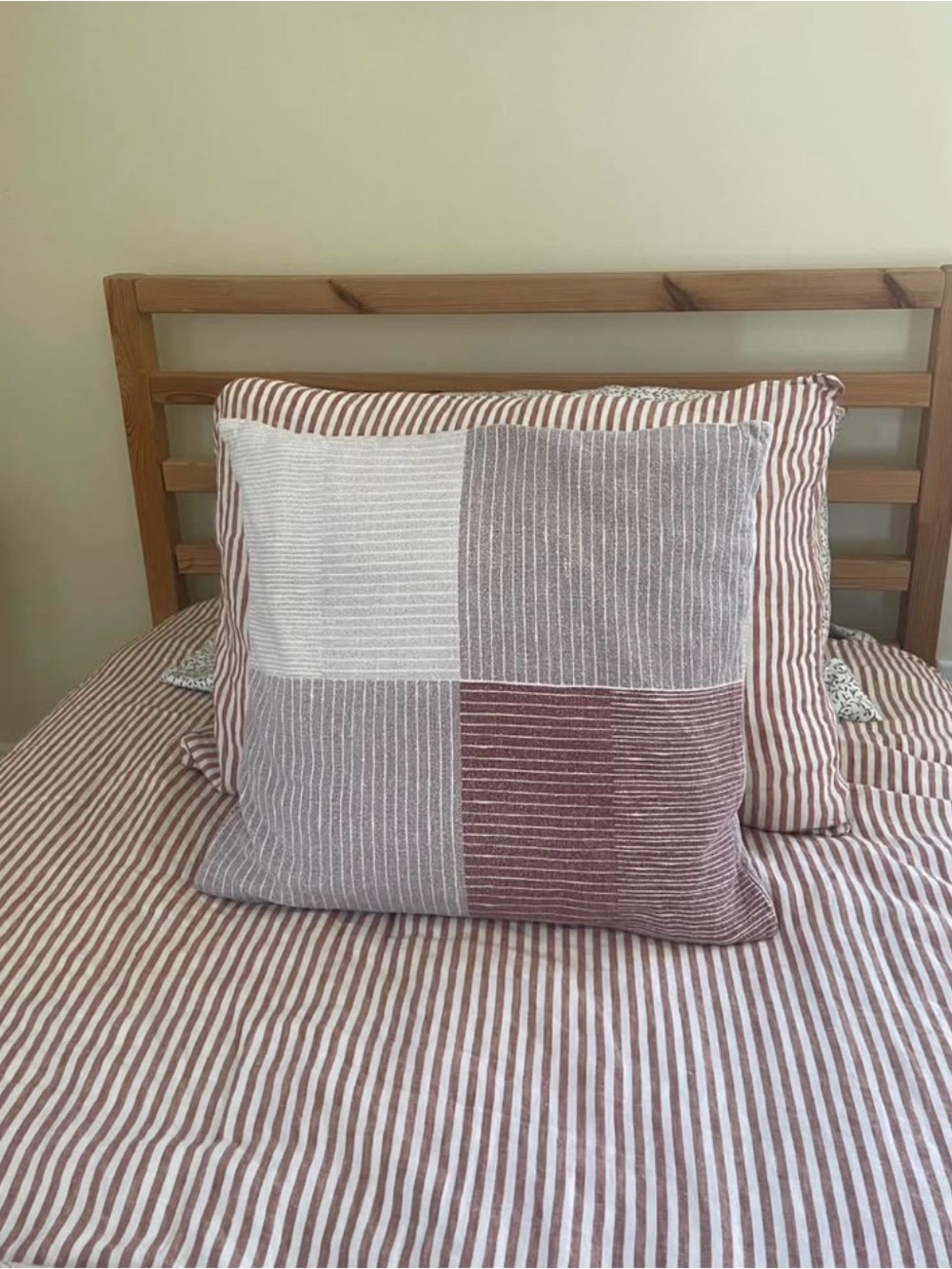 H&M Striped Mauve / Rose Throw Pillow Cover